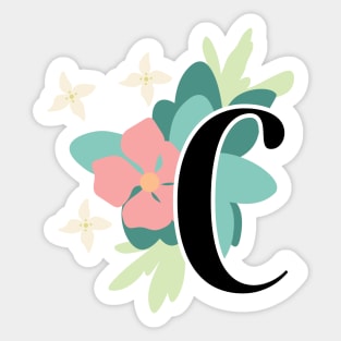 Flower C Initial Sticker